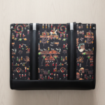 Women's Tote Bag with Traditional Warli Art Print, Faux Leather Trim, Spacious Shoulder Carry Bag for Office & Travel, Black Multi-color